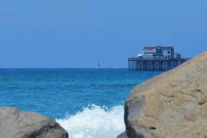 Pier with blue water