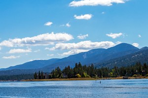 Town in distance on the lake